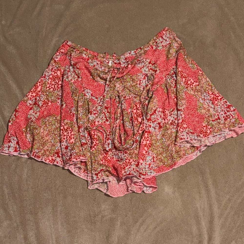 Free People Boho Floral Flowy Skort Mini Skirt XS